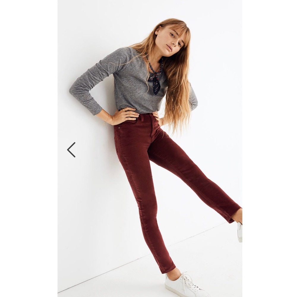 Madewell 10” high rise skinny jeans velvet